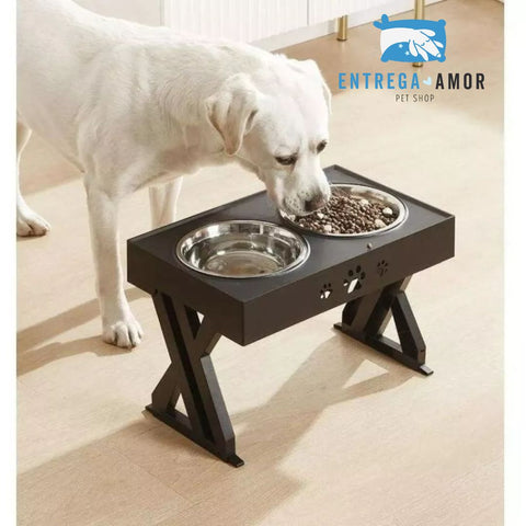 Comedero-bebedero Para Perros Altura Ajustable - Plato Acero