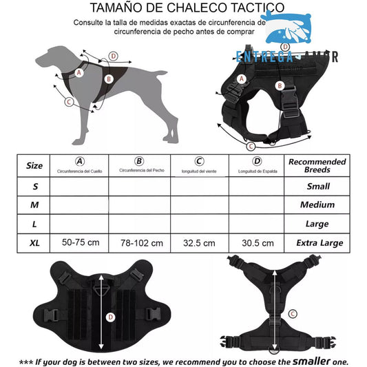 Arnes-Chaleco Táctico Para Perros Grandes Pechera XL