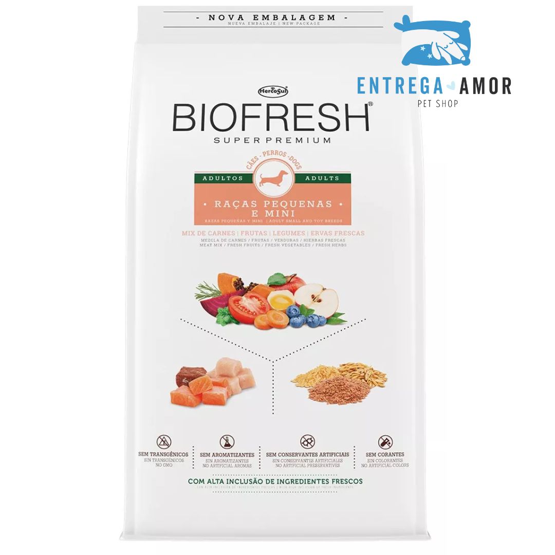 Alimento Biofresh Super Premium BIOFRESH para perro adulto de raza mini y pequeña sabor carne, frutas y vegetales en bolsa de 3kg